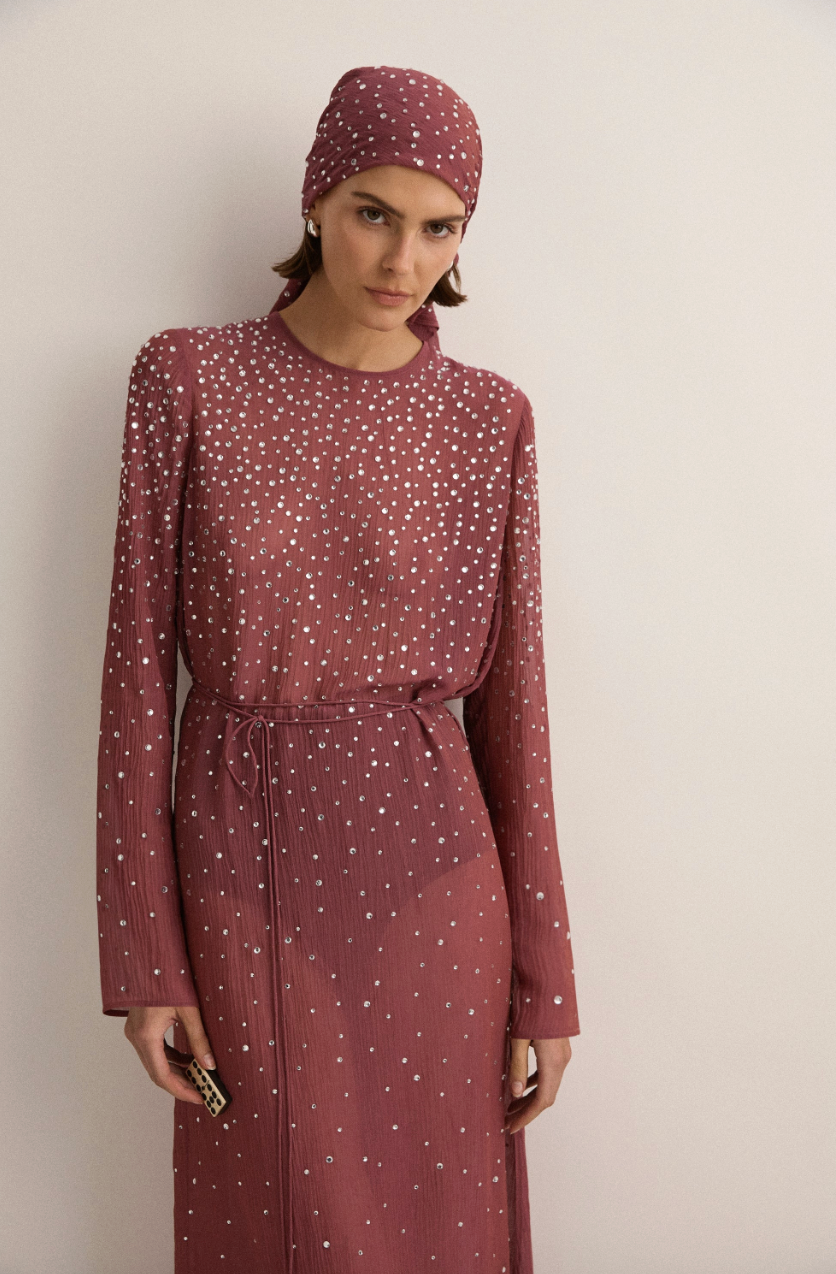 Crystal-Embellished Dress | Plum