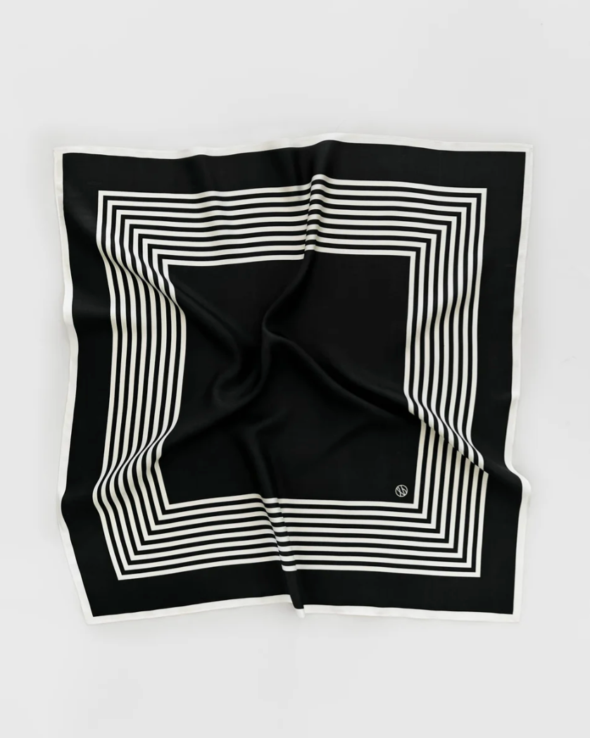 LeScarf Striped Scarf - Black and Cream