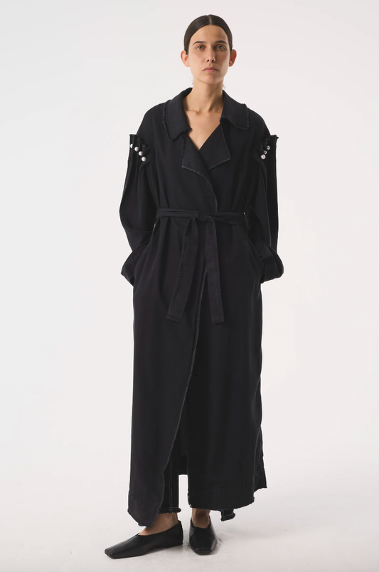 Rocia Washed Black Trench Coat - Hearth Co