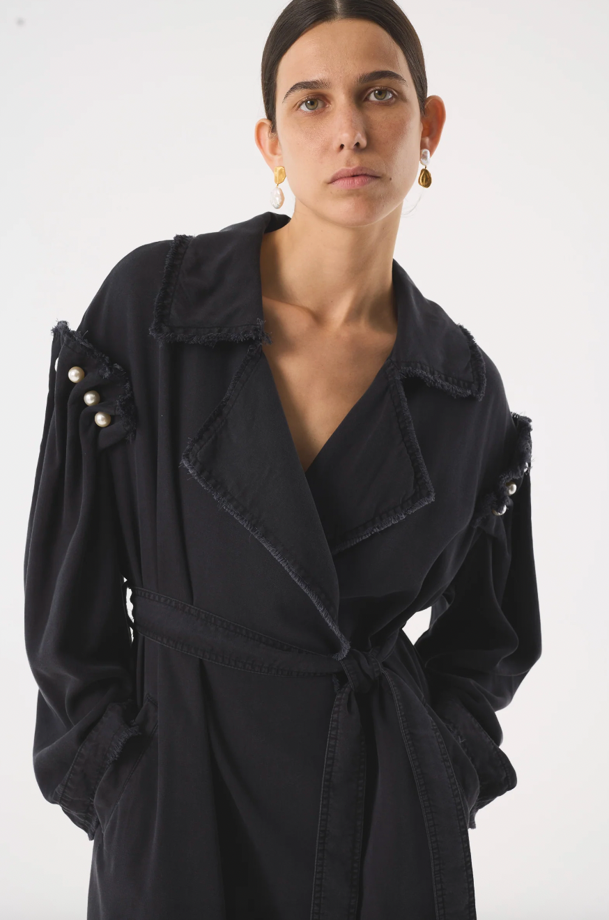 Rocia Washed Black Trench Coat - Hearth Co