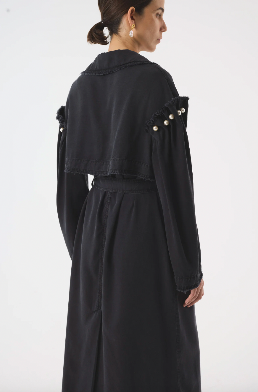 Rocia Washed Black Trench Coat - Hearth Co