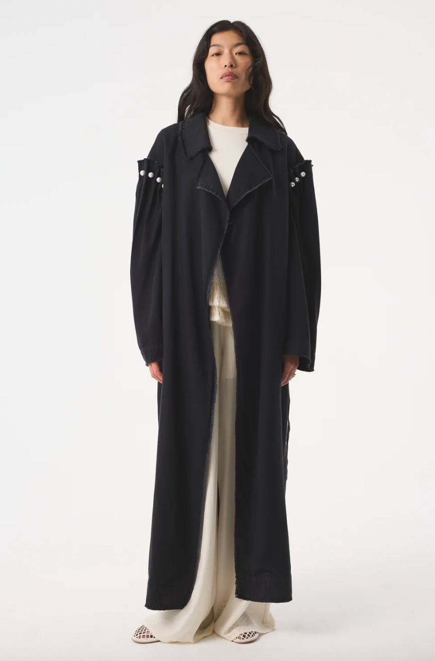 Rocia Washed Black Trench Coat - Hearth Co