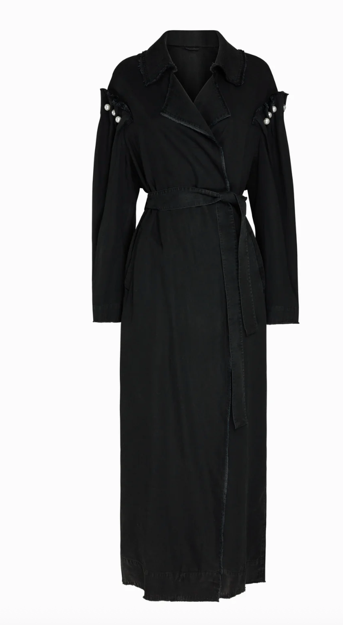Rocia Washed Black Trench Coat - Hearth Co
