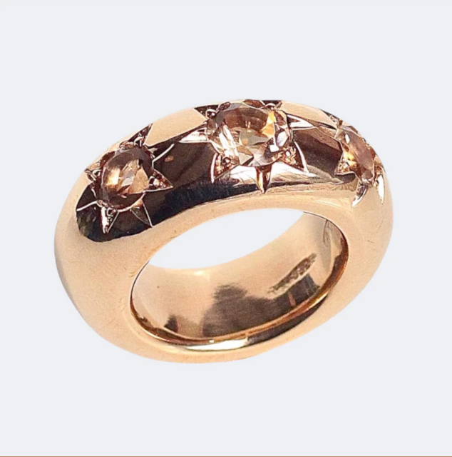 Philippa Green Champagne Quartz Star Ring In Bronze - Hearth Co