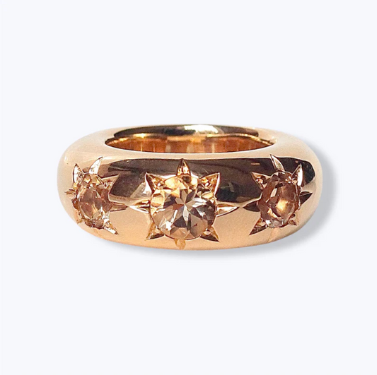 Philippa Green Champagne Quartz Star Ring In Bronze - Hearth Co