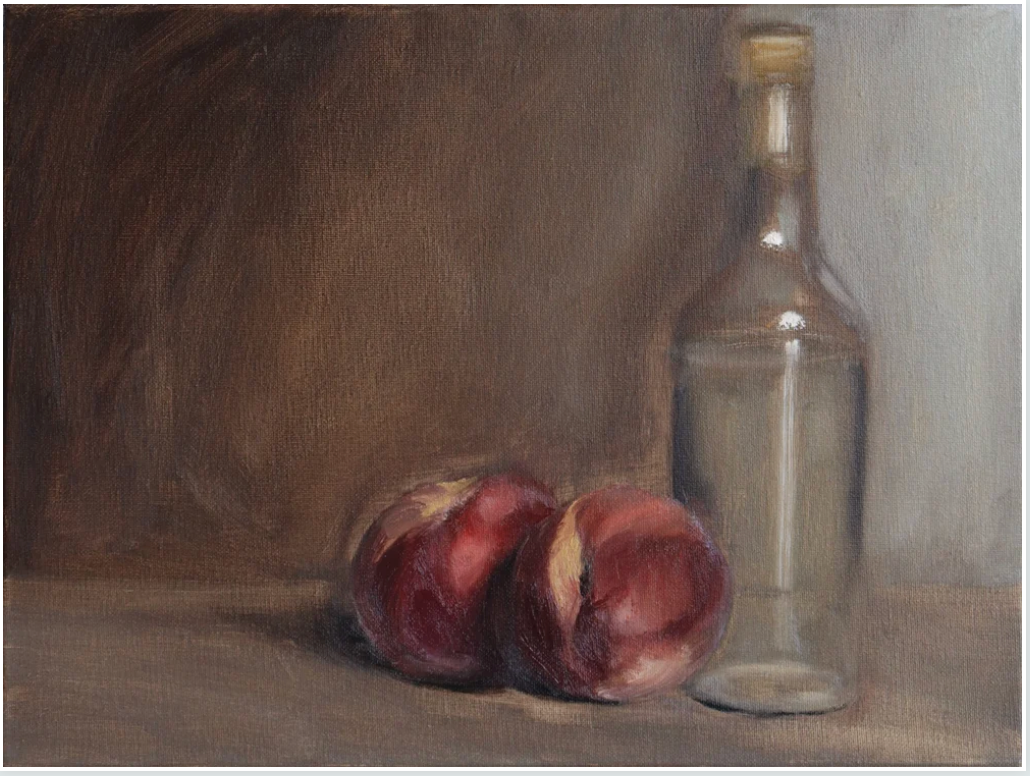 Jessica Olpp - Nature morte aux prunes et à la bouteille - Hearth Co