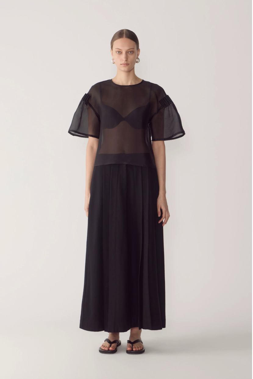 Aubree Top | Black Silk Organza - Hearth Co