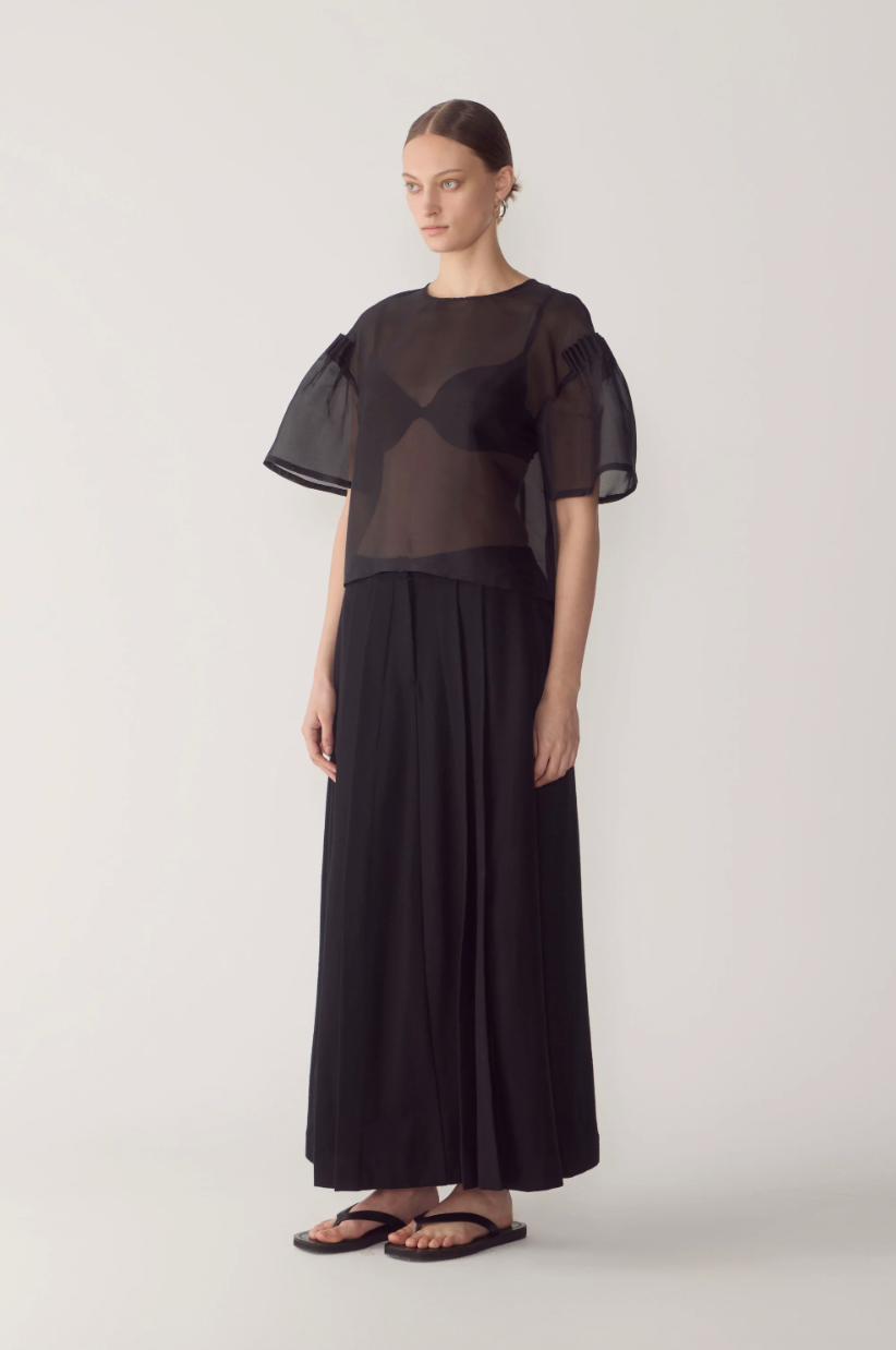 Aubree Top | Black Silk Organza - Hearth Co