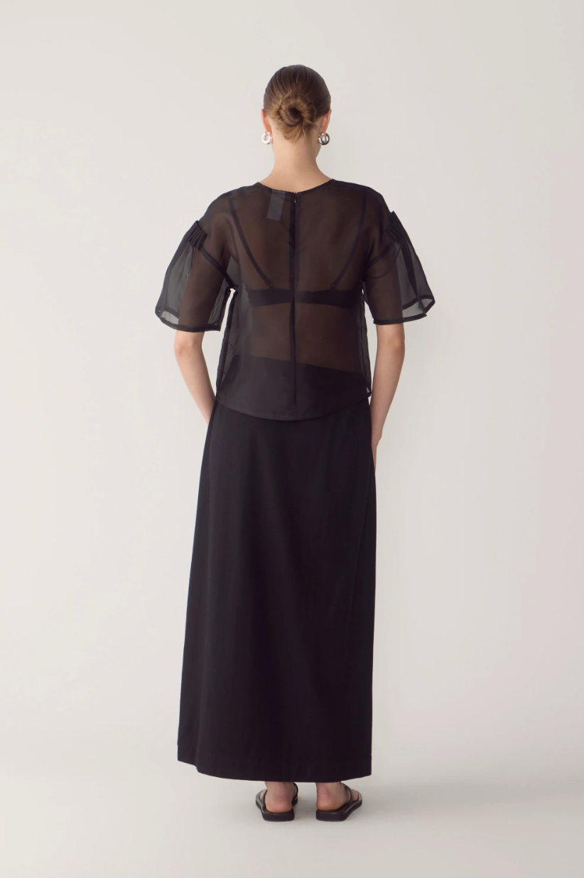 Aubree Top | Black Silk Organza - Hearth Co