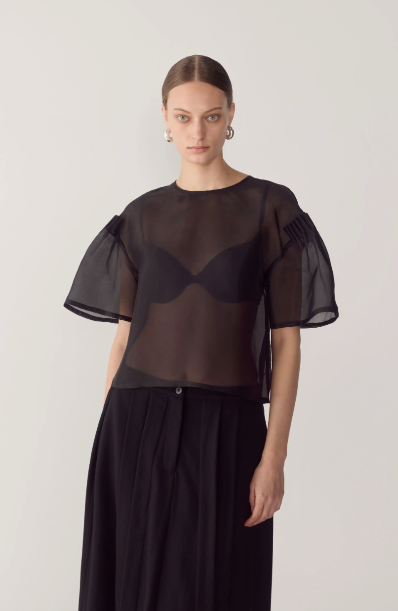 Aubree Top | Black Silk Organza - Hearth Co