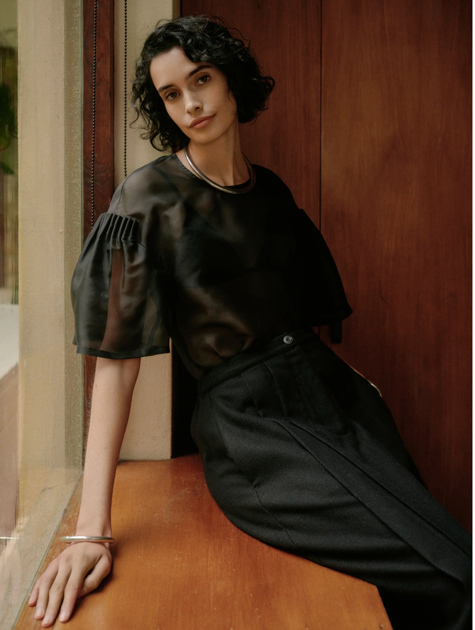 Aubree Top | Black Silk Organza - Hearth Co