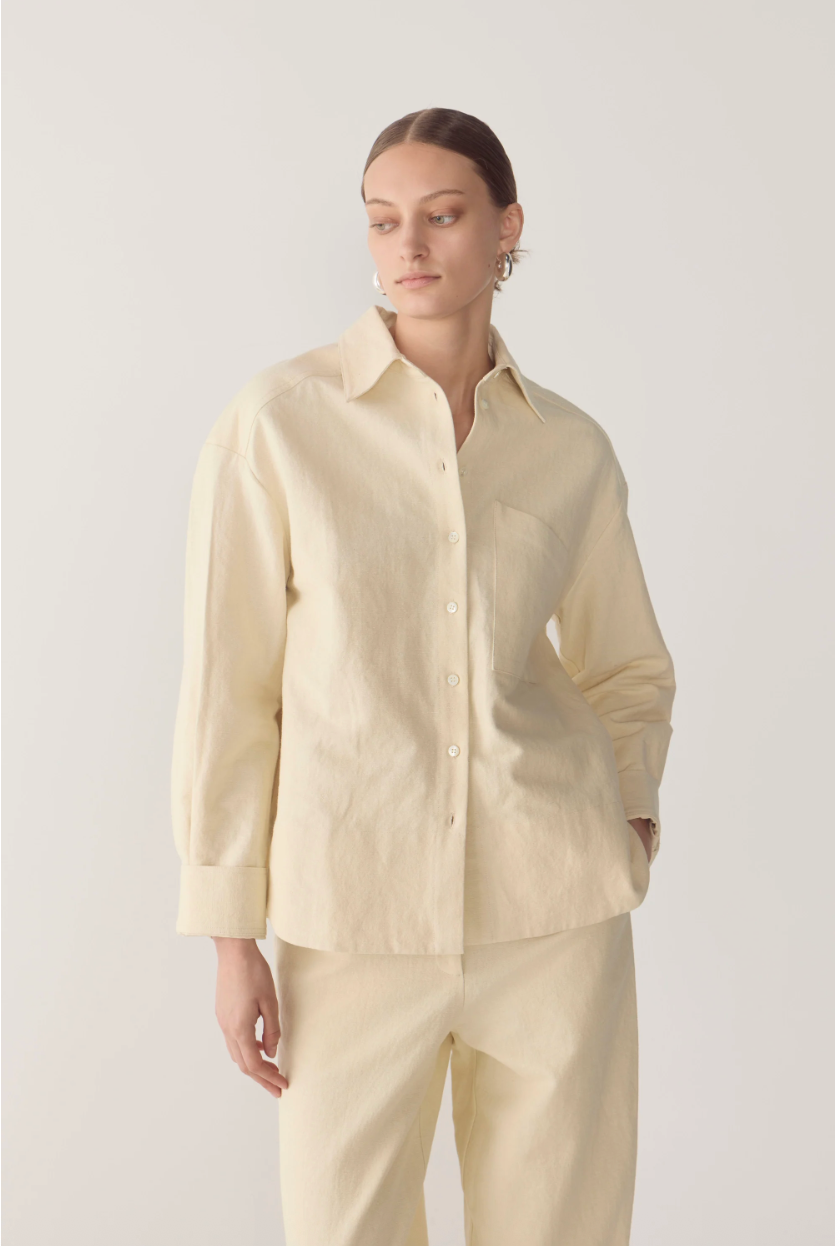 Andrea Shirt | Bone Cotton Linen - Hearth Co