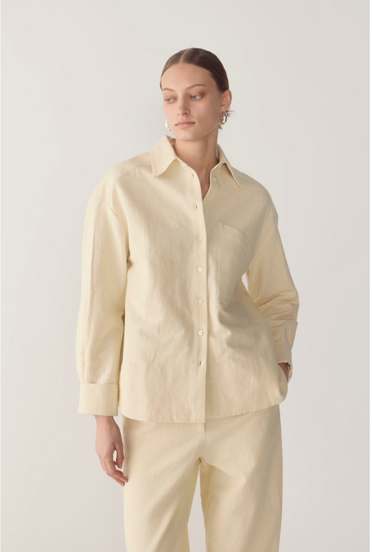 Andrea Shirt | Bone Cotton Linen - Hearth Co