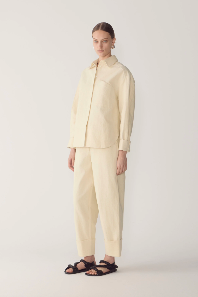Andrea Shirt | Bone Cotton Linen - Hearth Co