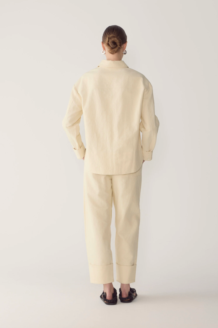 Andrea Shirt | Bone Cotton Linen - Hearth Co