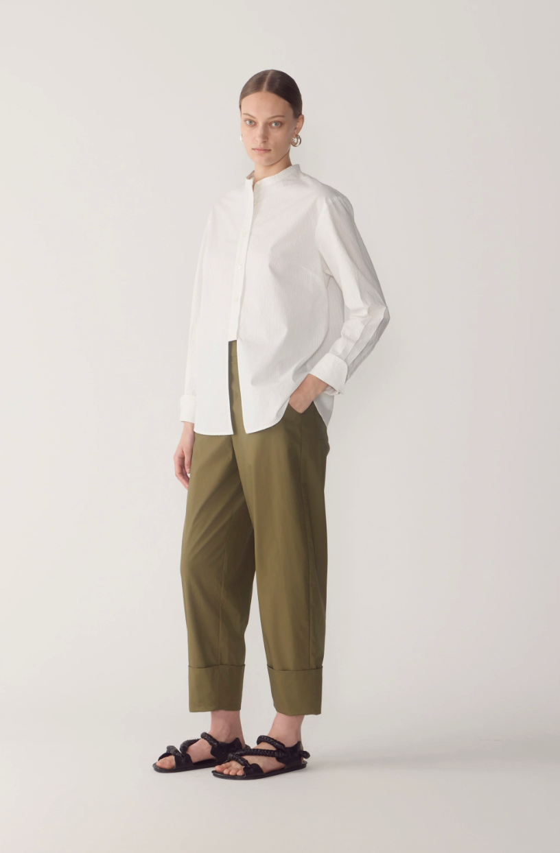 Jordyn Shirt | White Pinstripe Poplin - Hearth Co