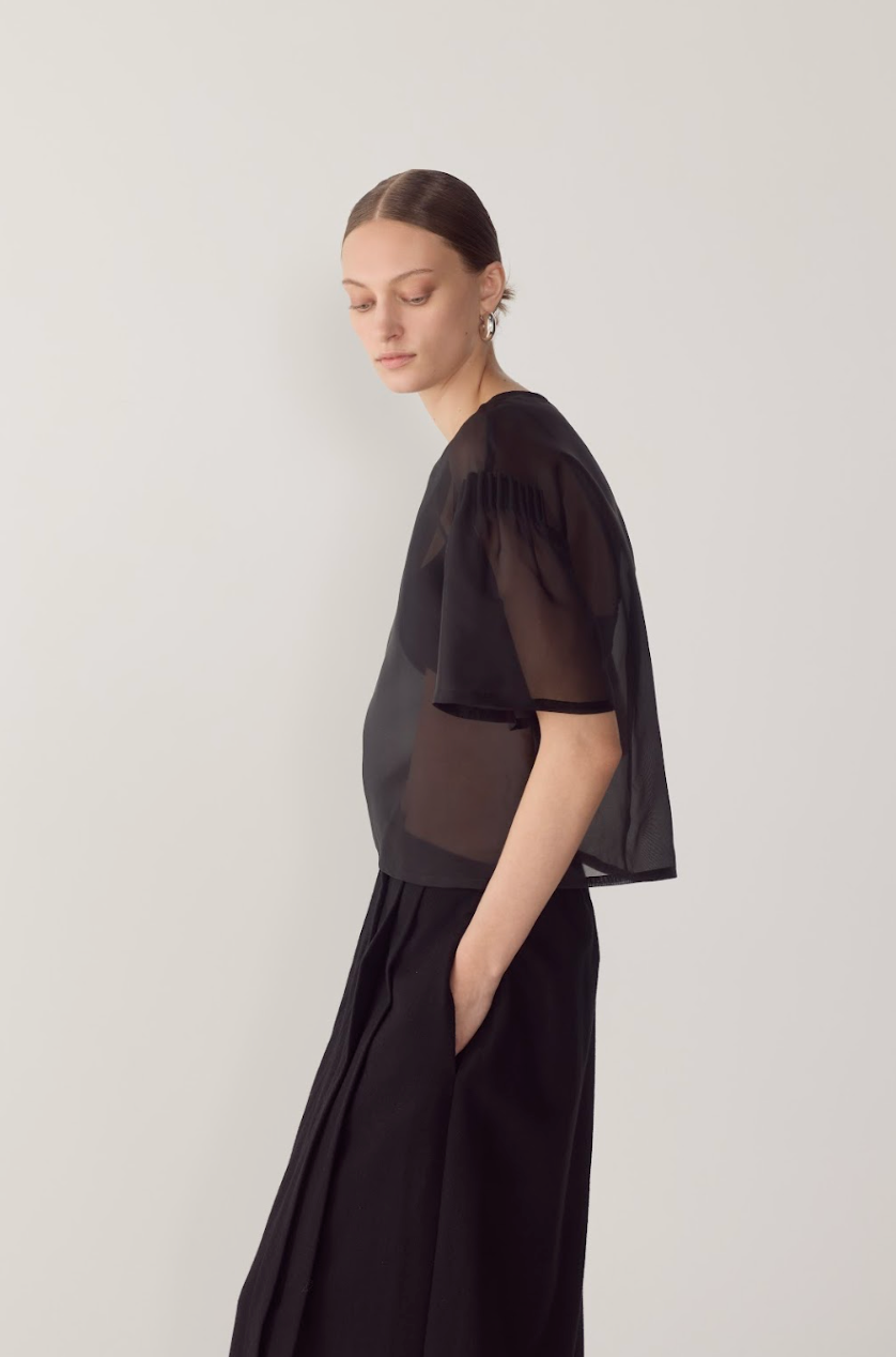 Simone Skirt | Black Cotton Tencel - Hearth Co