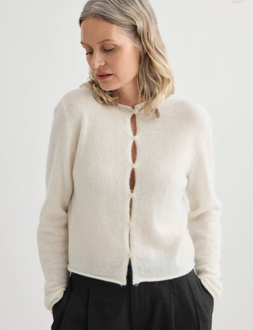 Laing Alpaca Cropped Cardigan - Ivory - Hearth Co