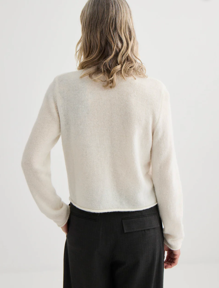 Laing Alpaca Cropped Cardigan - Ivory - Hearth Co