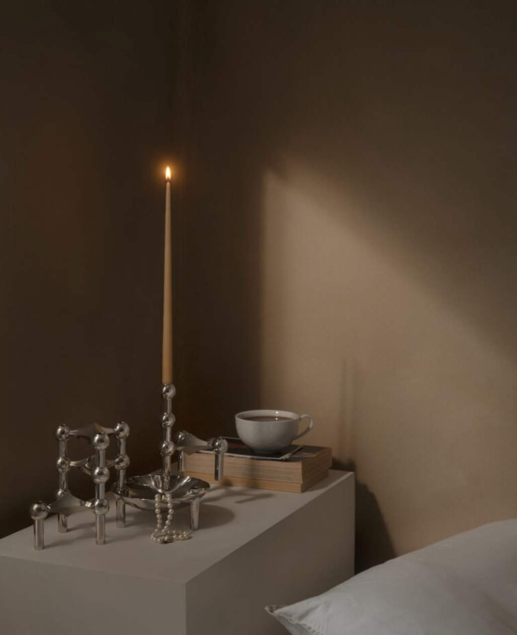 Stoff Nagel candle holder - chrome - box of 3