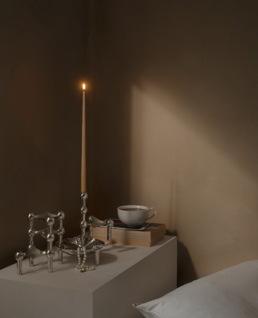 Stoff Nagel candle holder - chrome - box of 3