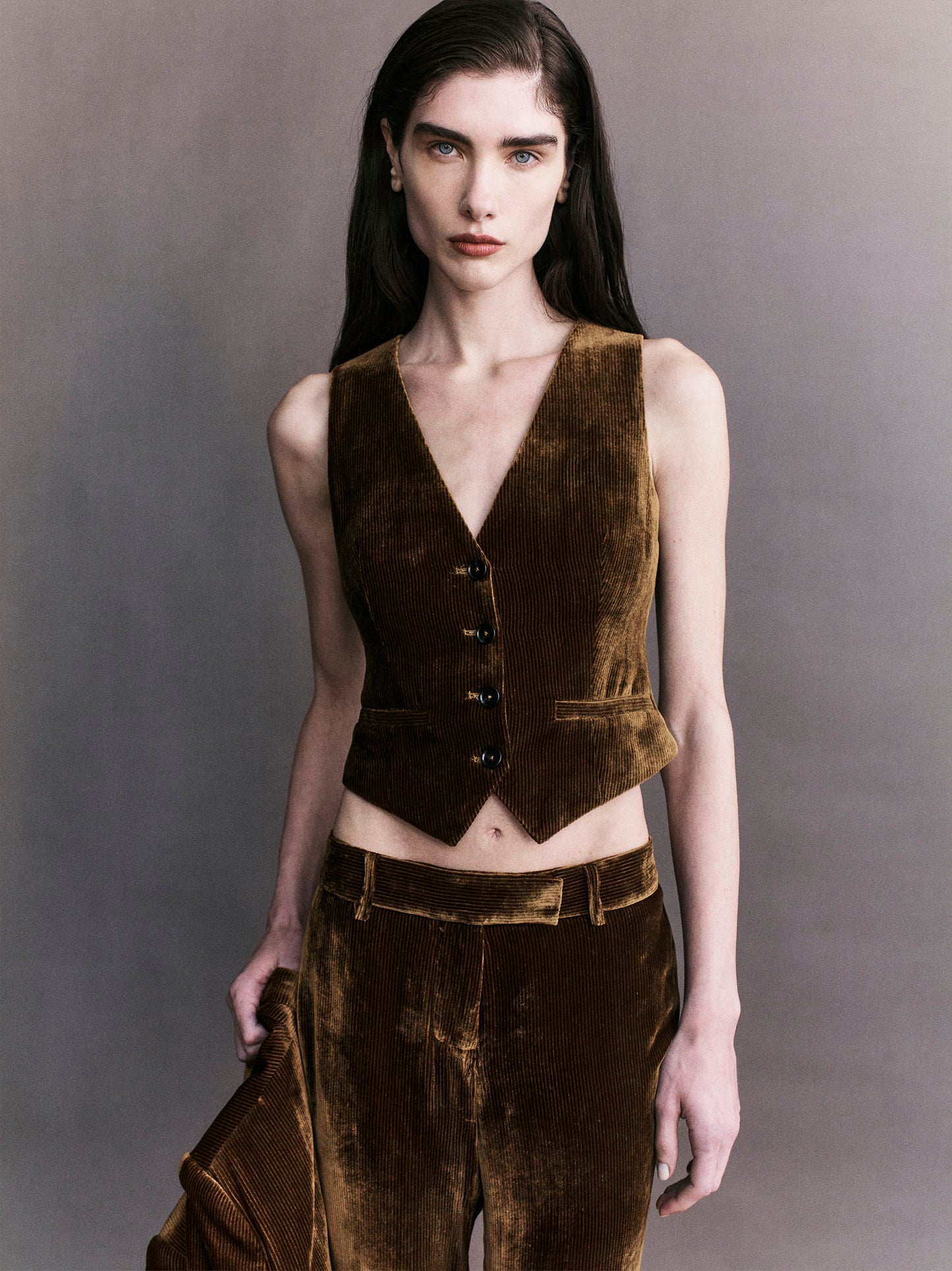 Xander Silk Velvet Corduroy Vest