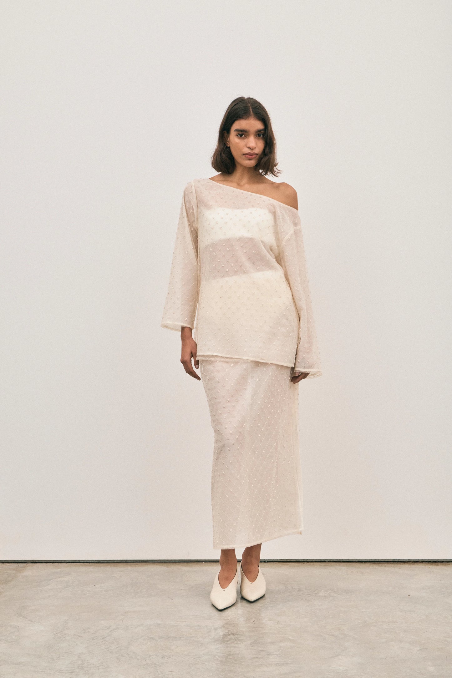 Saasha Beaded Skirt - Ivory - Hearth Co