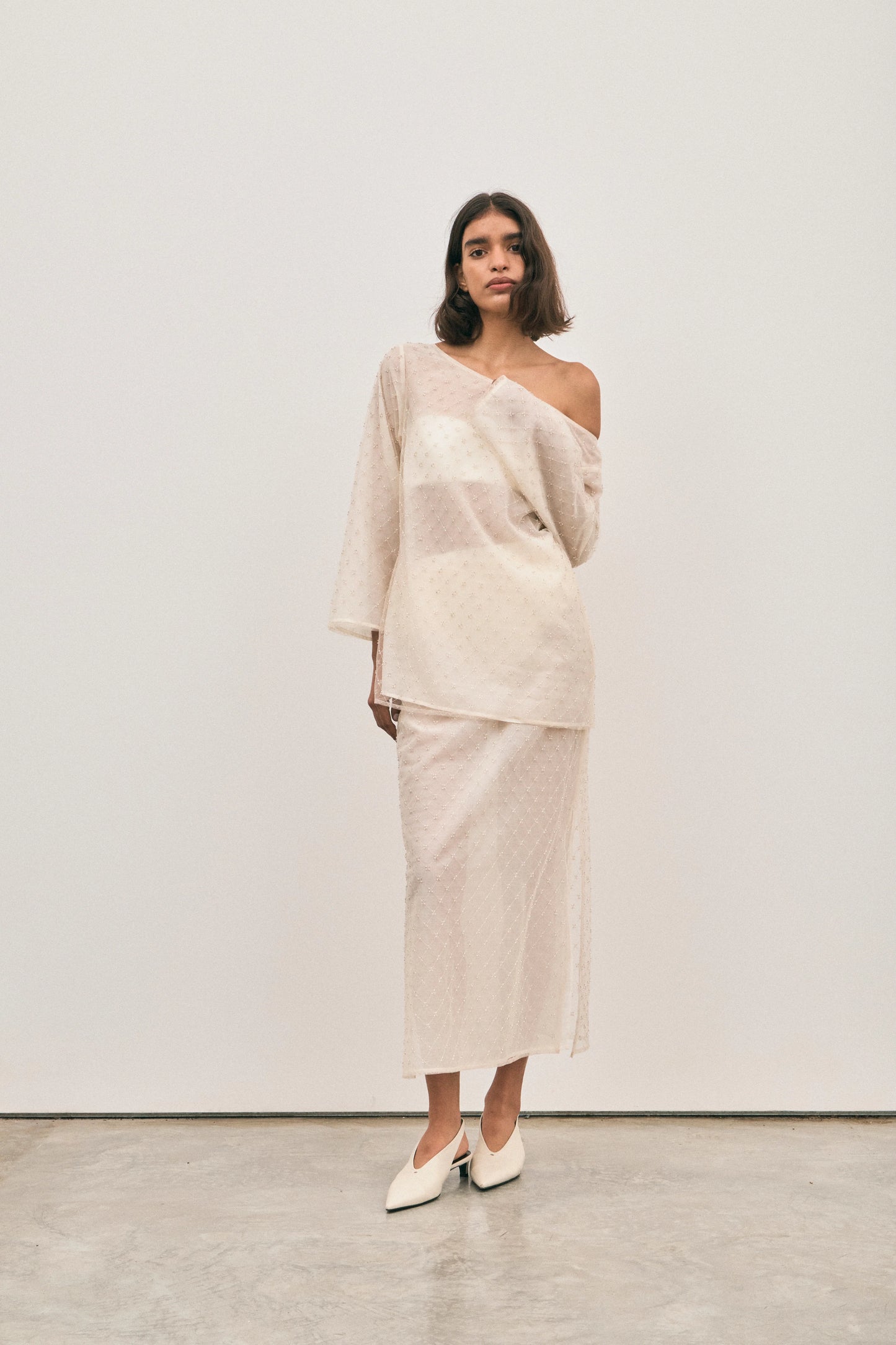 Saasha Beaded Skirt - Ivory - Hearth Co
