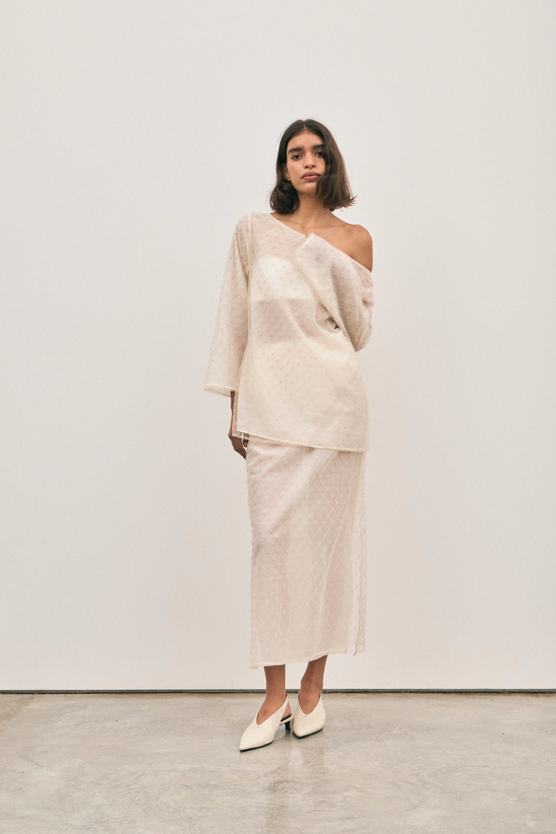 Saasha Beaded Skirt - Ivory - Hearth Co